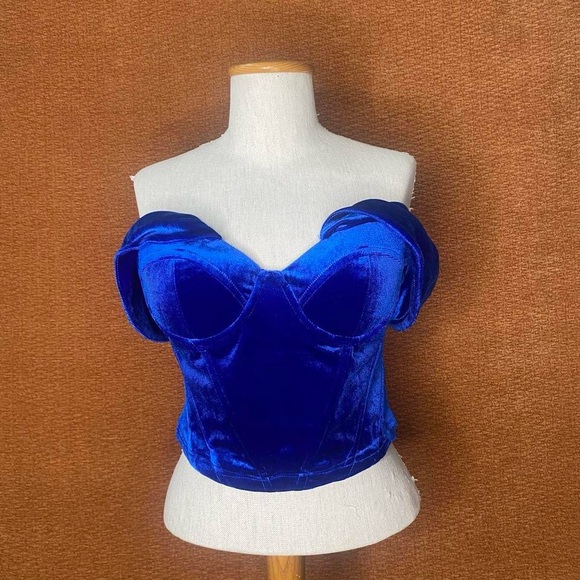 NWT Line & Dot Du Jour Crop Top in Sapphire, size S & L. - Picture 5 of 10